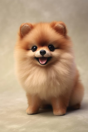 Pomeranian dog on a light background. Cute pet.の素材