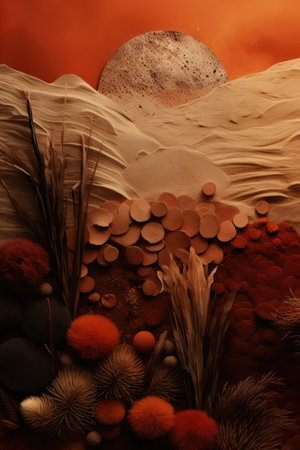 Sand, earth and plant texture background, created using generative ai technologyの素材