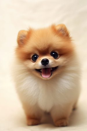 Pomeranian Spitz puppy on white background. Cute dogの素材
