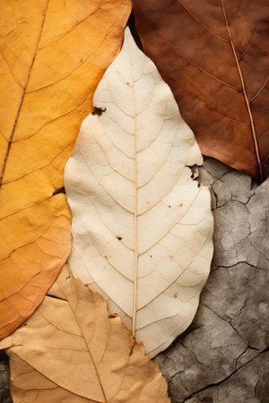 Autumn fall leaves texture background, created using generative ai technologyの素材