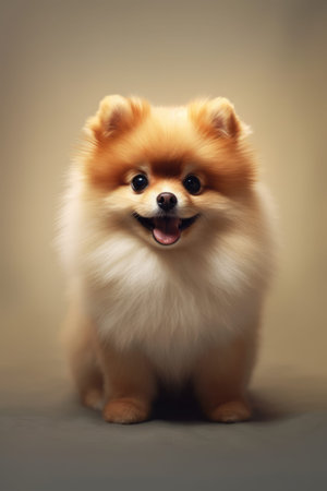 Pomeranian Spitz dog portrait. Cute little pet.の素材