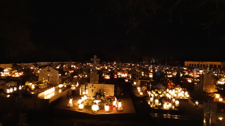 Cemetery at nightの写真素材