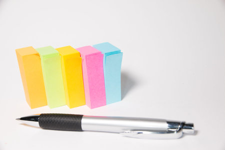 notepaper sticker with a penの写真素材