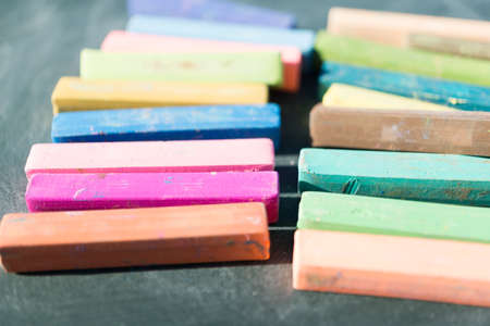 Blackboard with color chalkの写真素材