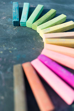 Blackboard with color chalkの写真素材