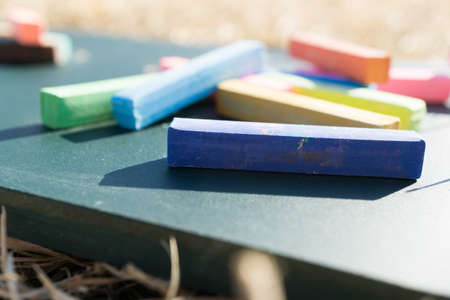Blackboard with color chalkの写真素材
