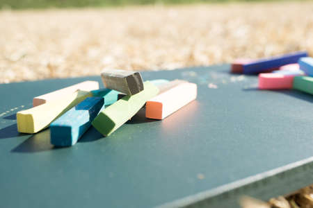 Blackboard with color chalkの写真素材