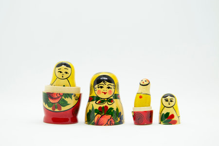 Matryoshka is a Russian doll on whiteの写真素材