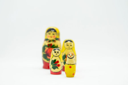 Matryoshka is a Russian doll on whiteの写真素材
