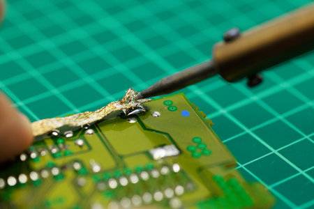 Repair of electronic devices, tin soldering partsの写真素材
