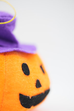 halloween pumpkin on white background with copy space for text or imageの写真素材