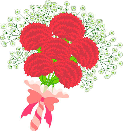 Illustration of a simple bouquet of carnationsのイラスト素材