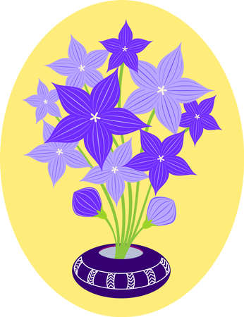 Vase and bellflower clip art illustration background yellowのイラスト素材