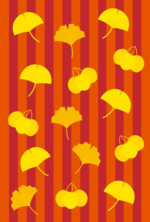 background illustration of ginkgo leaves and berriesのイラスト素材