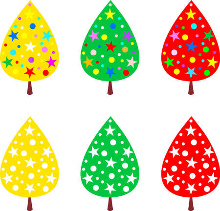 Decoration tree illustration icon setのイラスト素材