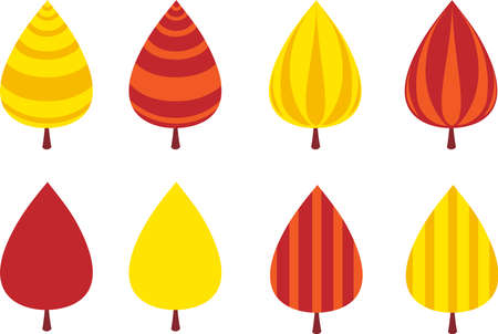 tree in autumn leaves illustration icon setのイラスト素材