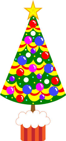 Christmas tree with colorful potted decorationsのイラスト素材