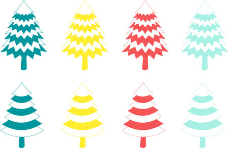 snow-covered tree illustration icon setのイラスト素材