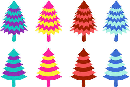 Colorful tree illustration icon setのイラスト素材