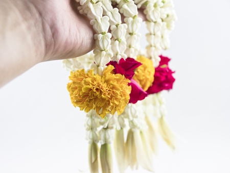 Thai Floral garland called Phuang Malai.A garland is a typical Thai flower arrangement .