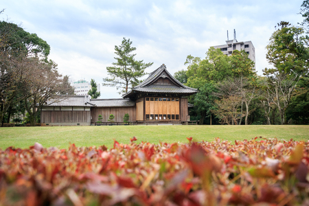 KUMAMOTO, JAPAN - NOVEMBER 7, 2015 : Beautiful scenery in Suizenji garden on November 7, 2015.Japanese style landscape garden in Kumamoto, Kyushu Island, Japan.のeditorial素材
