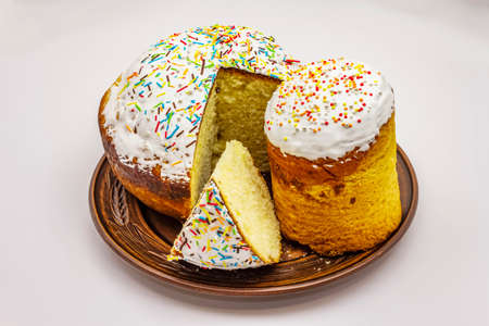 Easter cakes isolated on white background. Traditional Orthodox festive breadの写真素材