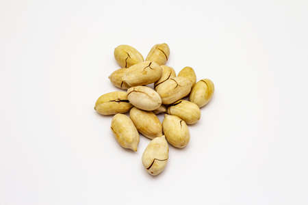 Ripe pecan isolated on white background. Traditional ingredient for pecan pie in USAの写真素材