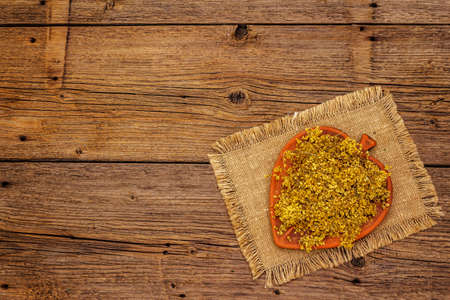 Dry leaves and flowers of elder. Herbal ingredient for cooking healthy tea, alternative medicine....