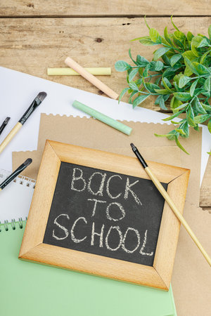 Back to school concept. Office eco friendly supplies, recycling materials, zero waste technologies....
