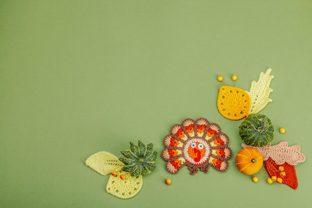 Autumn table setting. Thanksgiving cutlery, traditional fall decor, flat lay. Festive cozy mood,...