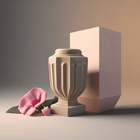 3d render of vase with a flower and a pedestalの素材