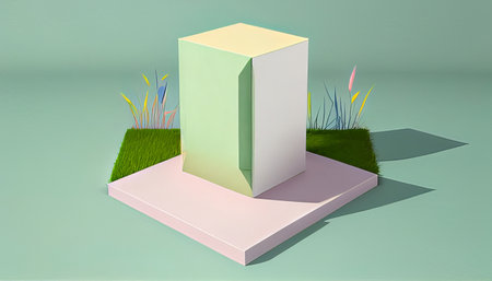 3d rendering of abstract geometric forms. Glossy podium for your design.の素材