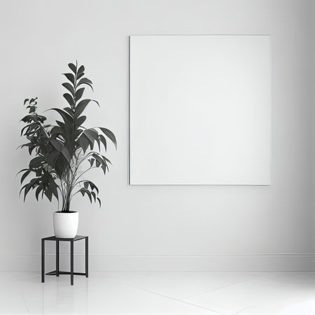 Mock up poster frame in modern interior background, 3d renderの素材