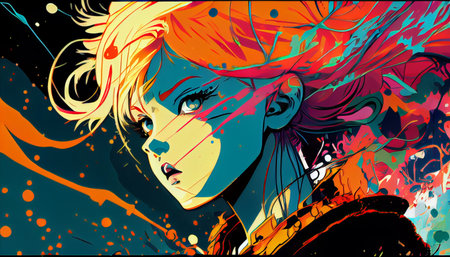 Portrait of a beautiful young woman in pop art style. Vector illustration.の素材