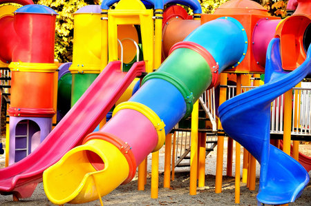 Colorfull slide in the kids playgroundの写真素材