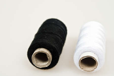 Black and white thread isolatedの写真素材