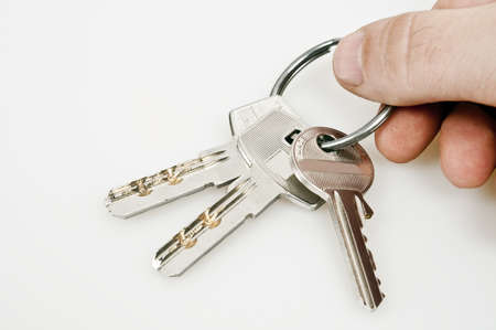Isolated set of keys on key ringの写真素材