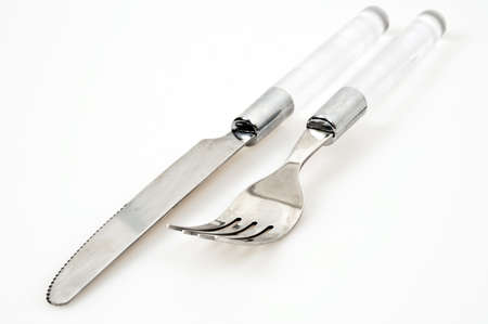 Isolated fork and knife on white backgroundの写真素材