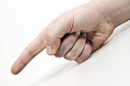 Isolated male hand with finger pointingの写真素材