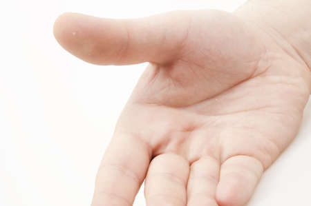 Isolated hand palm on white backgroundの写真素材