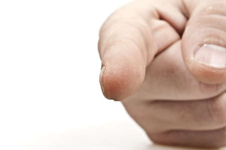 Isolated male hand with finger pointingの写真素材