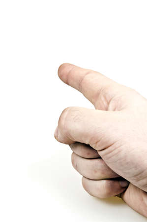 Isolated male hand with finger pointingの写真素材