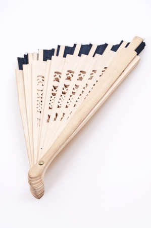 Isolated wooden fan on white backgroundの写真素材