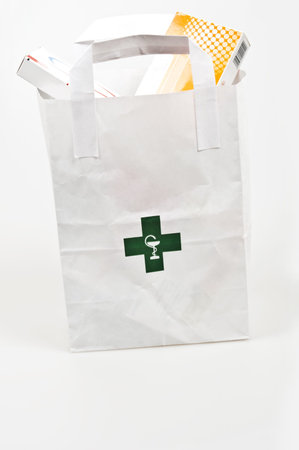 Pharmacy bag full of pillsの写真素材