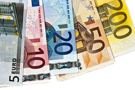 Close up to euro banknotes の写真素材
