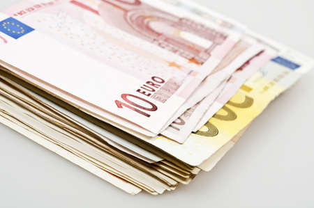 Close up to euro banknotes の写真素材