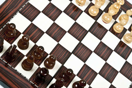 Chess pieces closeup on chessboardの写真素材
