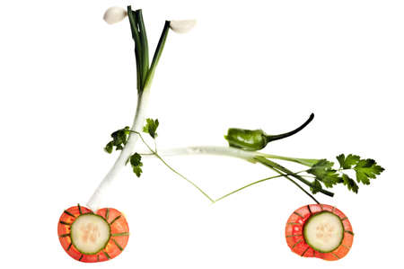 Isolated bicycle made of vegetablesの写真素材