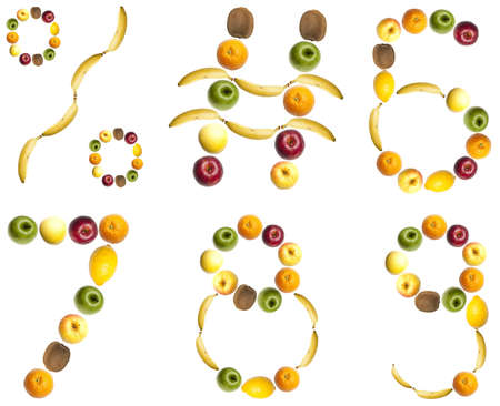 6 to 9 and signs  made of fruitsの写真素材