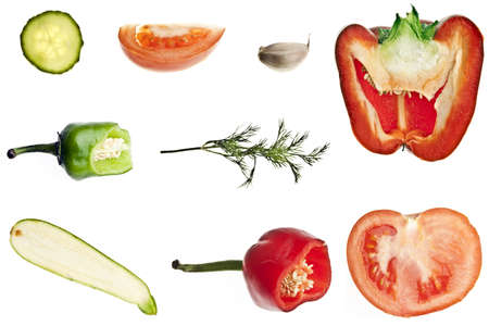 Collage of different slices of vegetablesの写真素材
